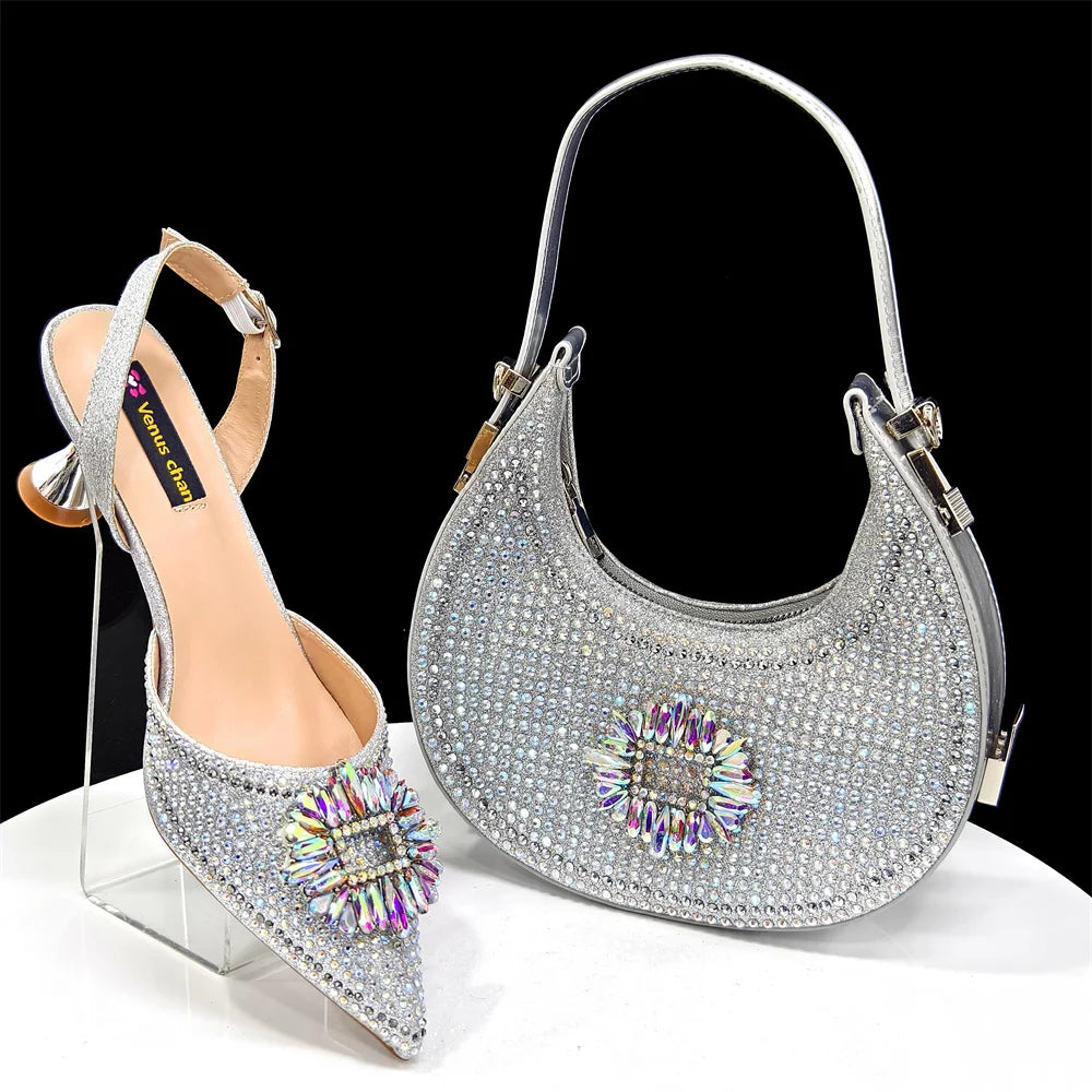 Women's Party Heels and Matching Handbag Set - Perfect for African Weddings and Special Occasions