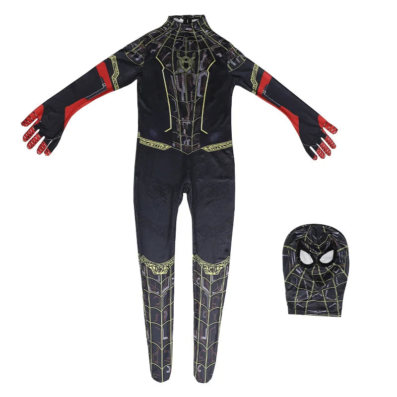 Kids Spider Boy Cosplay Costume Superhero Morales Cosplay Jumpsuit Miles Zentai Jumpsuit Halloween Carnival Party Costume Adult