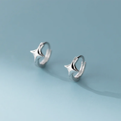 925 Sterling Silver Minimalist Glossy Star Huggies Hoop Earrings for Women Trendy Romantic Party Piercing Jewelry Gift