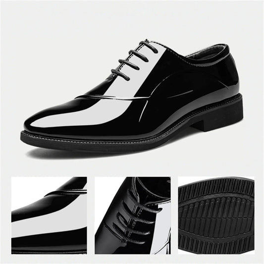 Men's Classic Modern Formal Business Oxford Shoes X-Stripe Comfortable Tuxedo Casual Lace-Up Derbys Dress Shoes