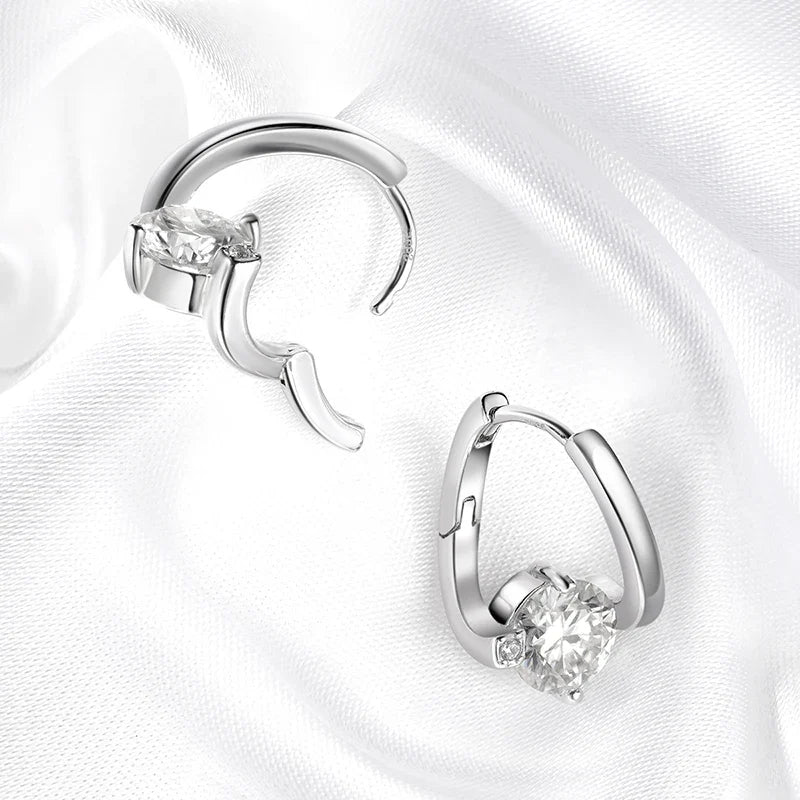 Certified 2CTTW D Color Moissanite Hoop Earring for Women Sparkling High Quality Lab Diamond Jewelry 925 Sterling Silver