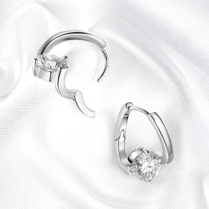 Certified 2CTTW D Color Moissanite Hoop Earring for Women Sparkling High Quality Lab Diamond Jewelry 925 Sterling Silver