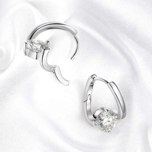 Certified 2CTTW D Color Moissanite Hoop Earring for Women Sparkling High Quality Lab Diamond Jewelry 925 Sterling Silver
