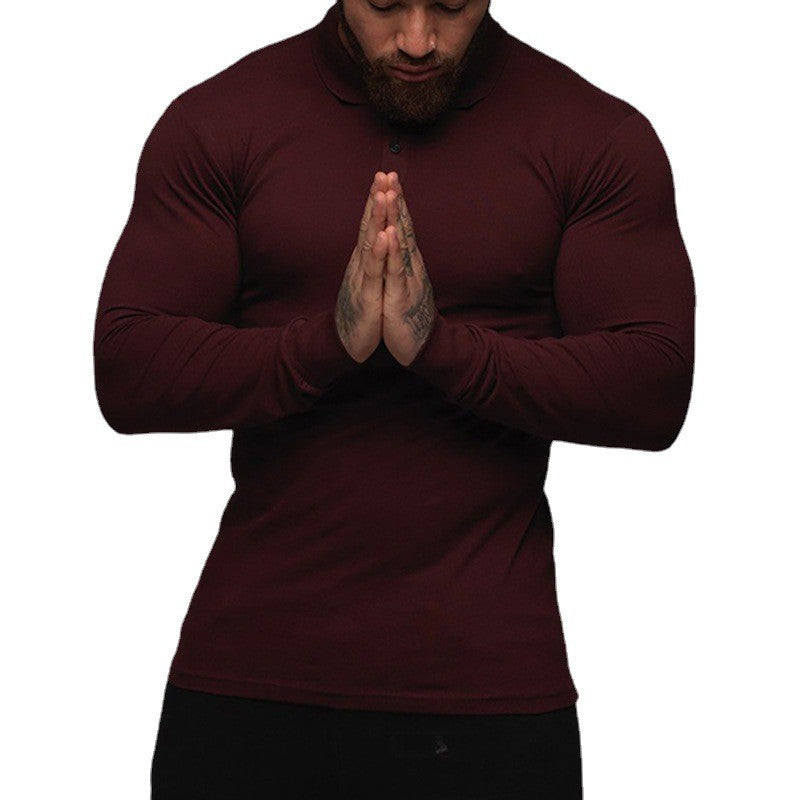 New Fashion Autumn Sports Polo Shirt Mens Stretch Cotton Gym Clothing Spring Casual Long Sleeve Polos Male Breathable T Shirt