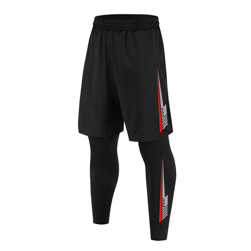 Men's 2 Piece Running Set Quick Dry Sport Shorts with Compression Tights for Gym Fitness Jogging Basketball