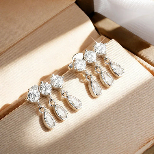 Pear Cut Full Moissanite Drop Earrings for Women Sparkling Luxury Quality Jewelry Wedding Party S925 Sterling Silver
