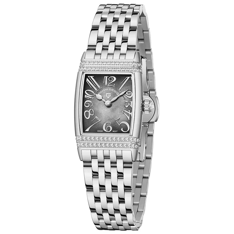 Pagani Design New 22mm Square Women's Quartz Watch Stainless Steel Sapphire Glass 50m Waterproof Women's Quartz Watch