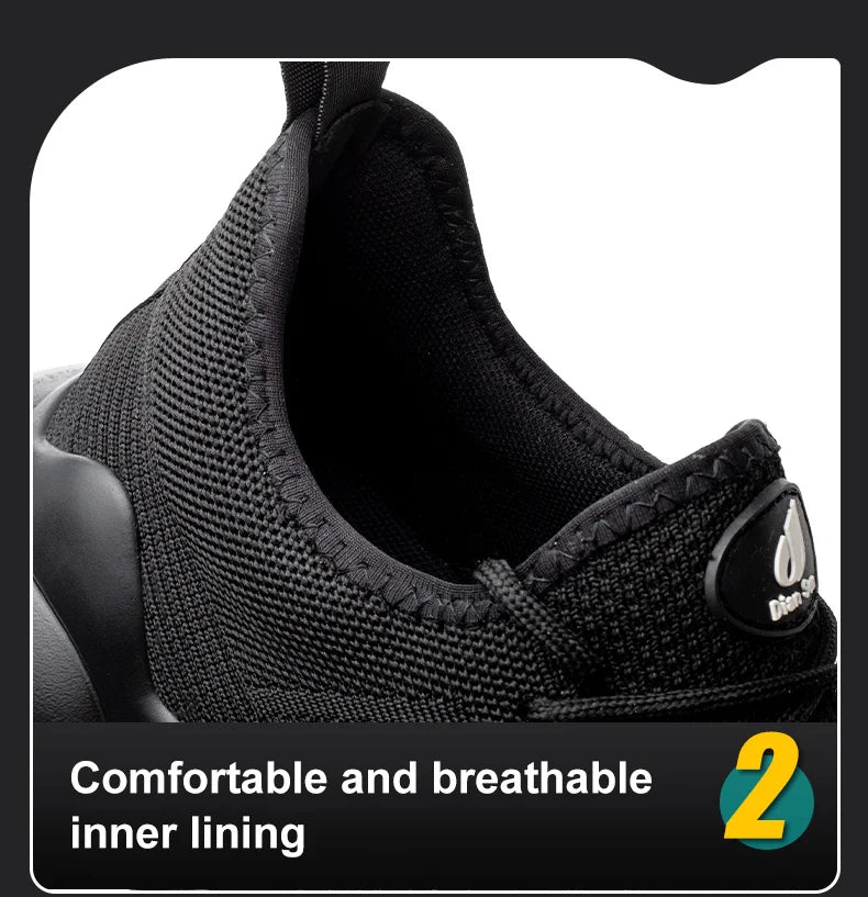 Men‘s Safety Shoes with Steel Toe Puncture Proof Anti-smash Work Sneakers Lightweight Breathable Black Sneakers for Construction