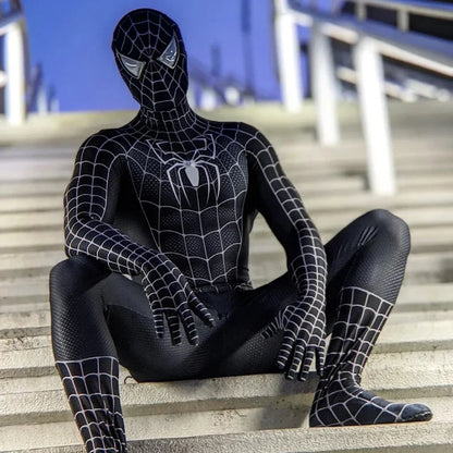 Black Spider Man Toby Costume Slim Fit Jumpsuit Cosplay Superhero Expedition Costume Superhero Zhentai Halloween Party Gifts