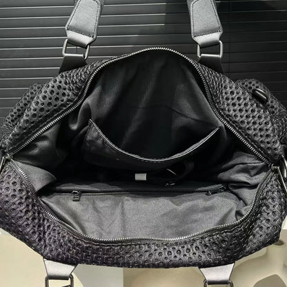 Fashionable women's mesh nylon adhesive tote bag, large capacity splicing shoulder bag, short distance travel casual handbag