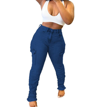 Fashionable and Personalized Low-waist High-elastic Jeans