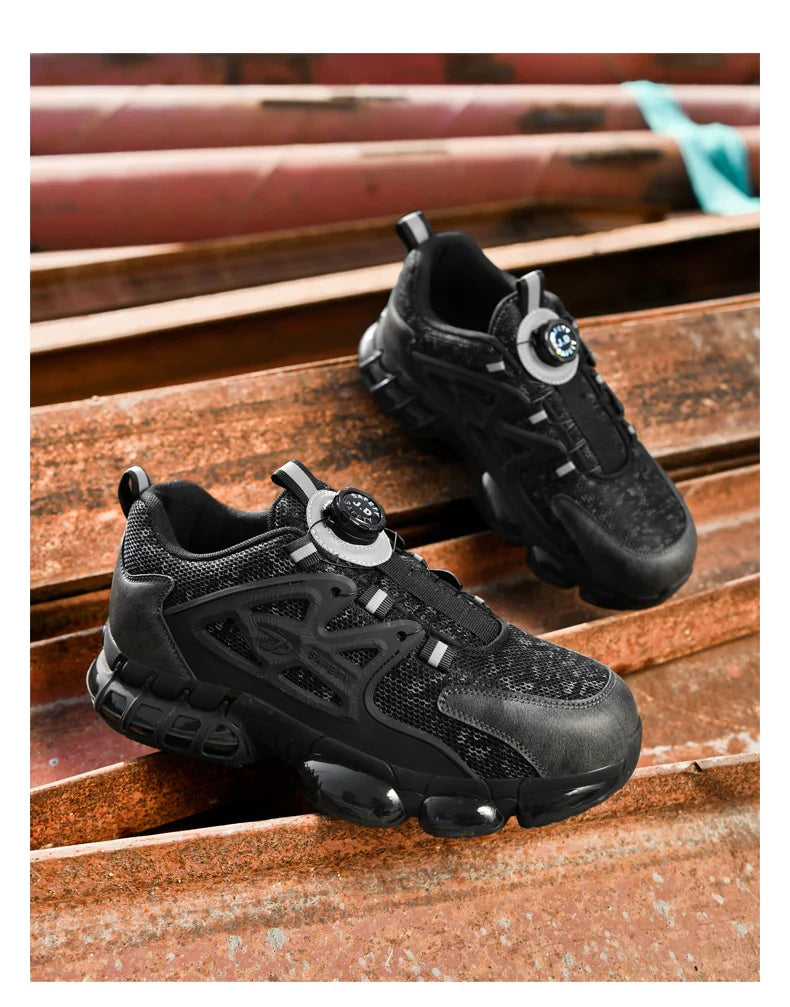 Anti-slip Safety Shoes Men Rotary Button Safety Shoes for Men Work Shoes Anti-smash Men's Sports Shoes Safety Pro