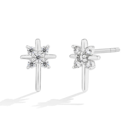 Snowflake Moissanite Earrings DVVS1 Real 925 Sterling Silver 18K Gold Plated for Women Wedding Engagement Party Jewelry