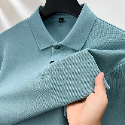 100% Cotton Polo Shirt, Four Seasons Universal  Leisure Long Sleeve, Breathable Lapels T-shirt, Perfect for Golf Sports Durable