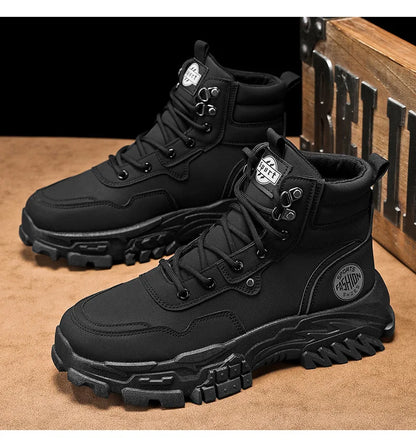 Men Boots Cotton Boot Platform Autumn British High Top Retro Thick Sole Lace Up Comfort Anti Slip Sport Mountaineering Boot