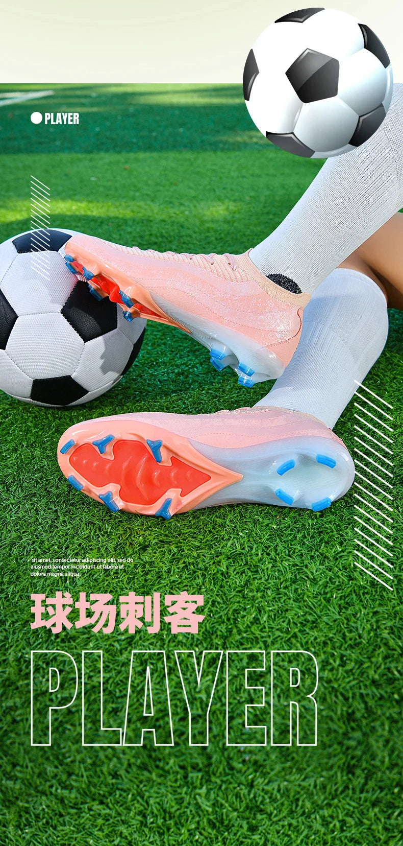 T31 High Quality Mens Soccer Shoes Training Non-Slip Turf Soccer Cleats TF/FG Football Sneakers Chuteira Campo