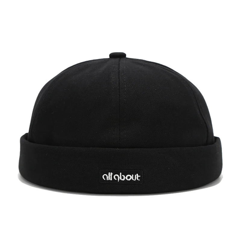 Letter Embroidery Docker Cap Without Visor Brimless Caps Solid Colors Retro Beanie Hat Adjustable Hip Hop Fashion Street