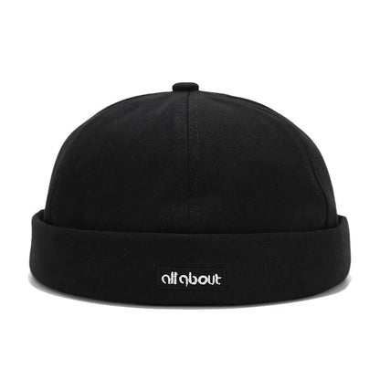 Letter Embroidery Docker Cap Without Visor Brimless Caps Solid Colors Retro Beanie Hat Adjustable Hip Hop Fashion Street