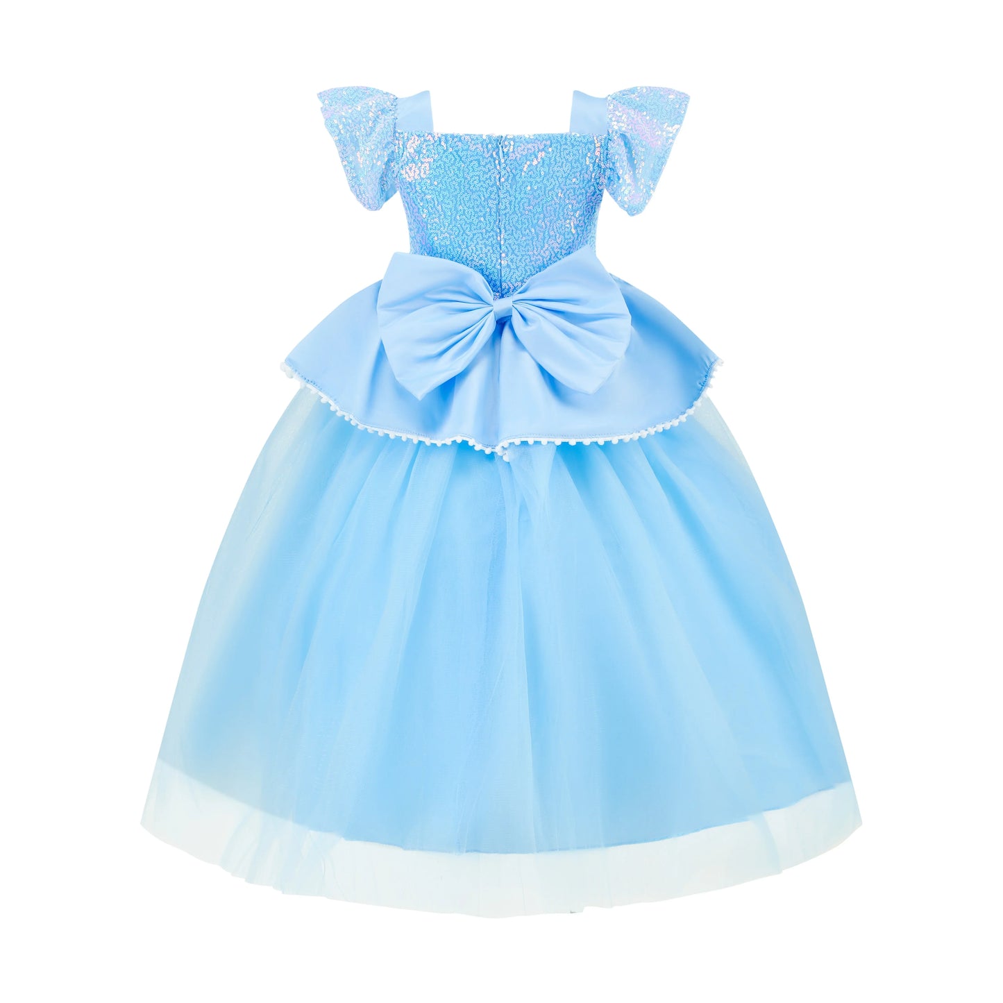 Girls Cosplay Cinderella Costume Deluxe Lace Dress Birthday Party Princess Fairy Tale Grace Ball Gown Butterfly Clothes