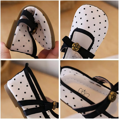 Girls' Casual Shoes, Polka Dot Mesh Princess Cute Bow Spring Summer 2026 Suitable Toddlers, Medium Large Children Wedding Party