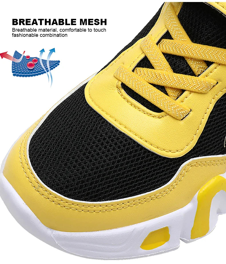 Yellow Boys Basketball Shoes Soft Non-slip Kids Sneakers Thick Sole Children Sport Shoes Outdoor Girls Trainer Basketball