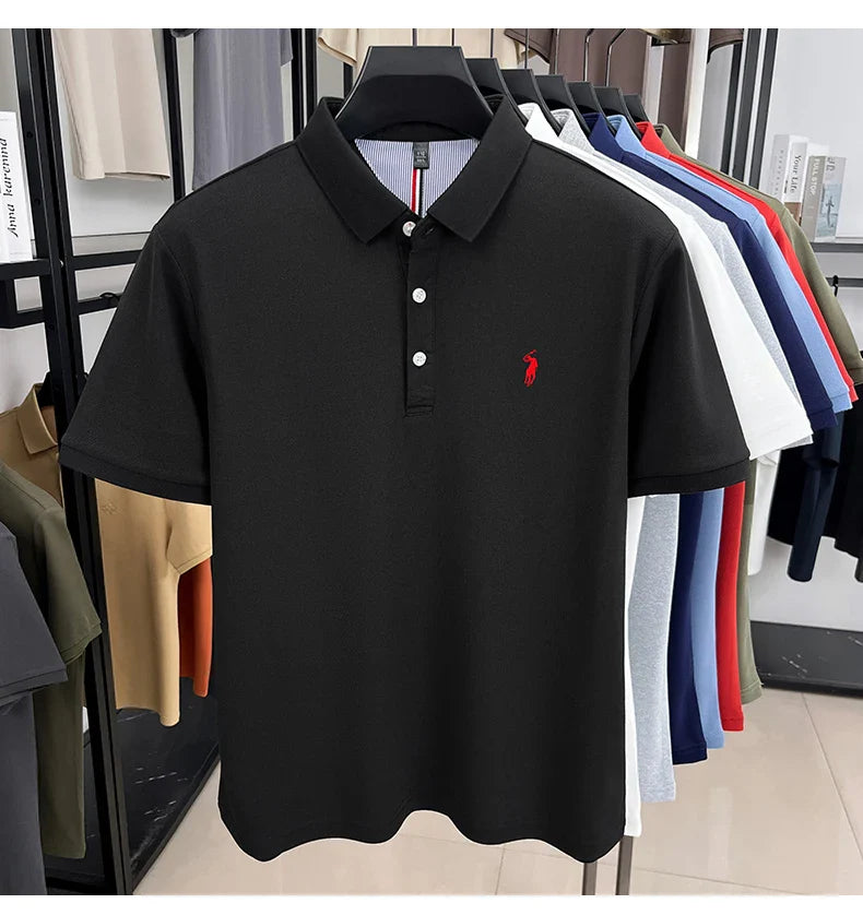 Luxury brand short sleeve men polo shirt summer ice silk breathable high-end pony embroidery design casual business Paul T-shirt
