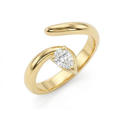 D VVS1 Pear Cut 0.5CT Moissanite Rings for Women Elegant Wedding Proposal Band S925 Sterling Silver Plated 18K Jewelry