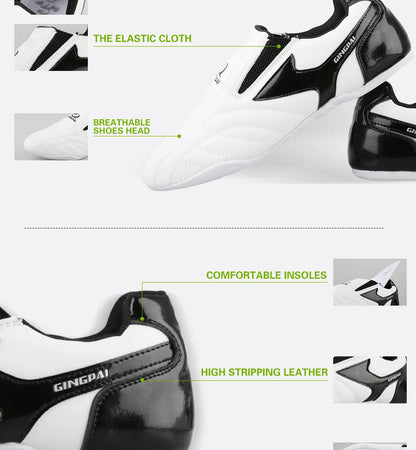 White Breathable Taekwondo Shoes Karate Kung Fu Wrestling Martial Arts Shoes Adults Child Non-slip Soft Oxford Soles Sneakers
