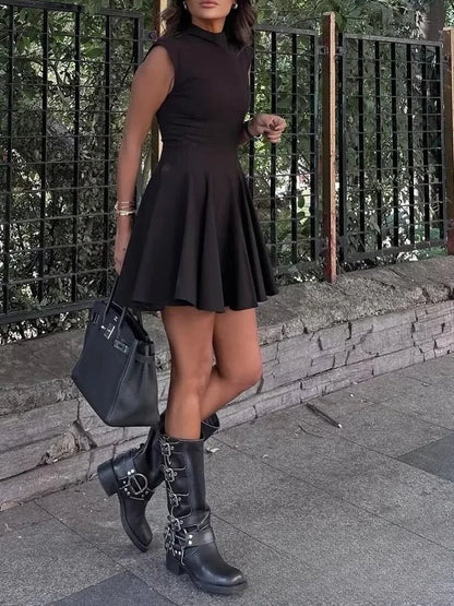 Ruffles Mini Party Dress Women Sleeveless A-Line Chic Evening Club Dress Fashion 2025 Y2K Girl Street Vestidos