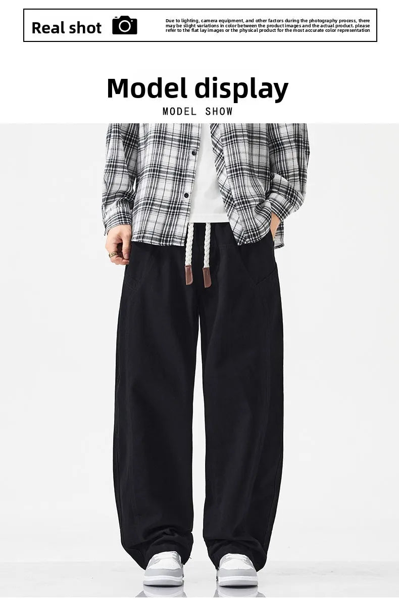 High Quality 100% Cotton Work Pants Men Casual Straight Trousers Y2K Man Plus Size Cargo Pants Fashion Solid Workout Pants