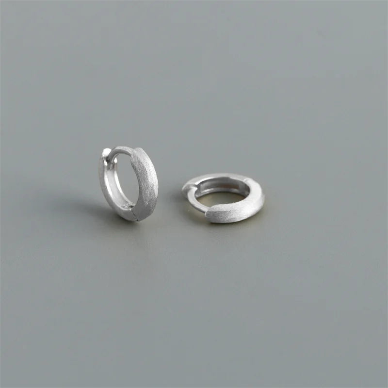 925 Sterling Silver Minimalist Matte Gothic Unisex Huggies Ear Hoop Earrings for Women Men Piercing Ear Buckle Jewelry
