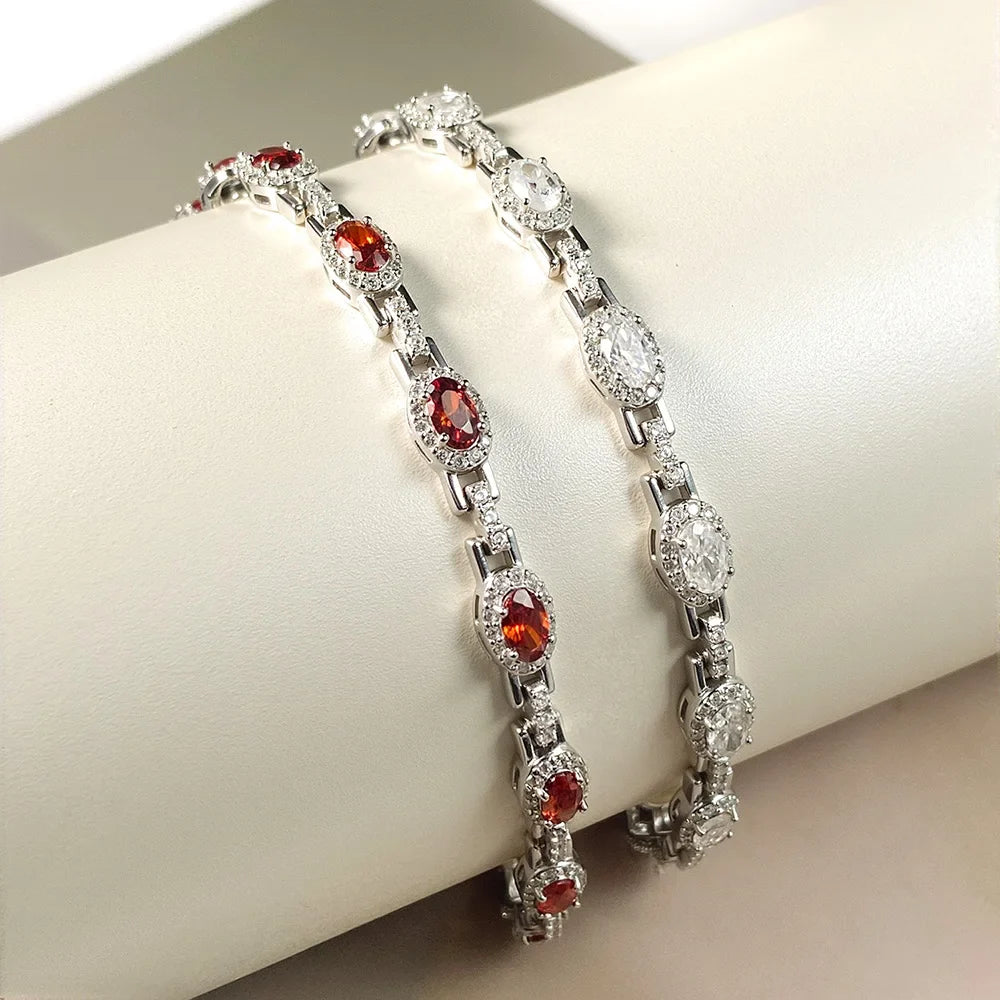3x5mm Oval Cut Full Moissanite Tennis Bracelet Can Pass Diamond Test for Women S925 Silver luxury Sparkling Fine Jewelry