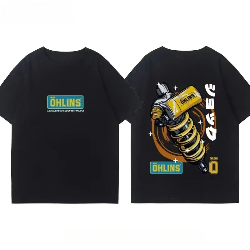 Motorcycle Shock Absorber Modified T-shirt Cotton Casual Trendy Brand Men's Women's Car Club Crew Neck Short-sleeved Top