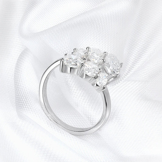 3.6CTTW Certified Full Moissanite Wedding Rings for Women Sparkling Bride Lab Diamond Band Pure 925 Silver Plated 18K