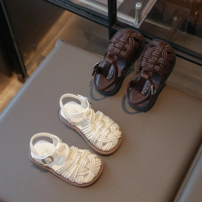 New Sandals Summer Children's Woven Casual Baby Shoes Girls Beach Shoes Slipper Baby Girl Shoes Size 22-31