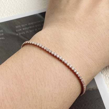Full 2mm 0.03CT Moissanite Diamond Tennis Bracelet for Woman 925 Silver Plated 18K Rose Gold Adjustable Link Bracelets Gift