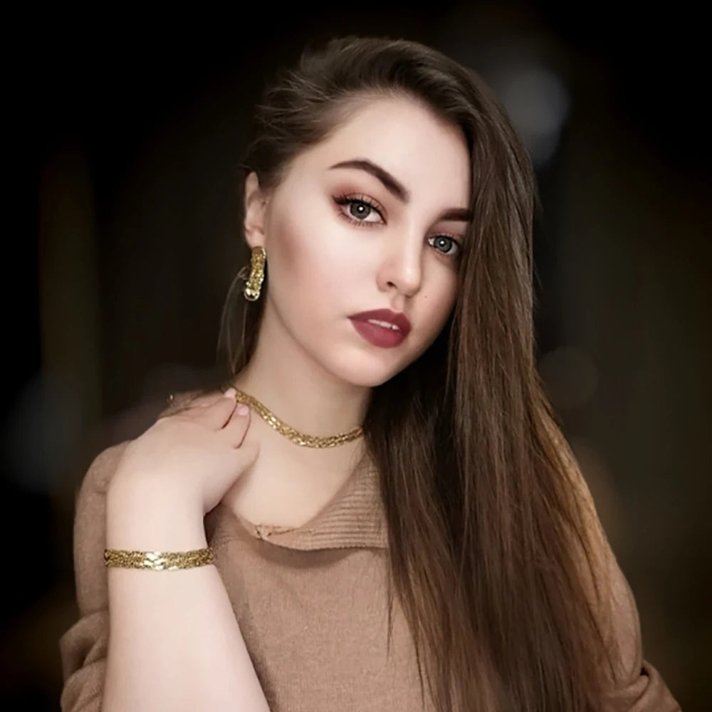 Hollow Earrings Necklace Set Fashion Women Dubai Africa Luxury Punk Jewellery Valentine's Day Gift Choker Necklace