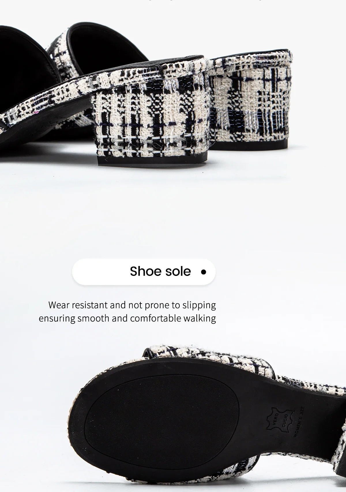 Middle heel square heel slippers fabric fashion casual shoes luxury brand slippers girls street commuter slippers