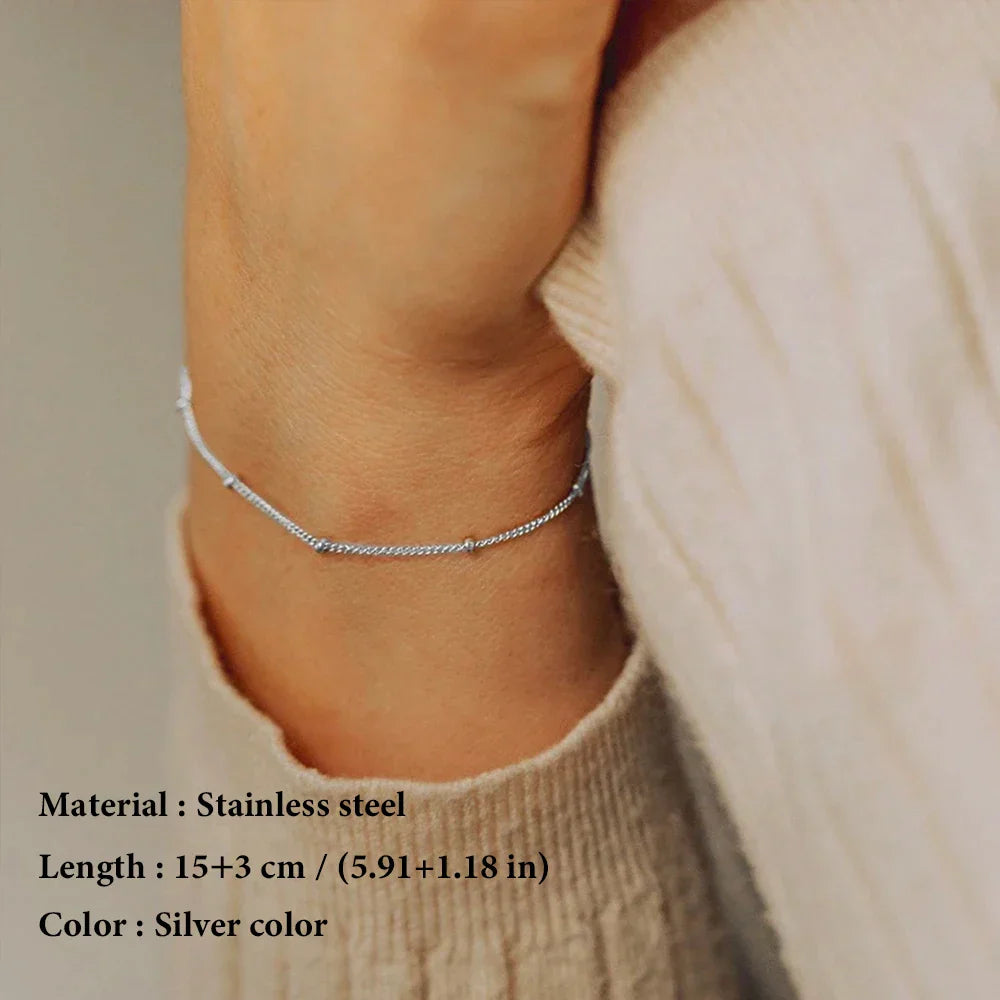 Stainless Steel Chain Necklace for Women Gold Color Thin Choker Bead Chain Necklace Jewelry Wholesale Dropshipping
