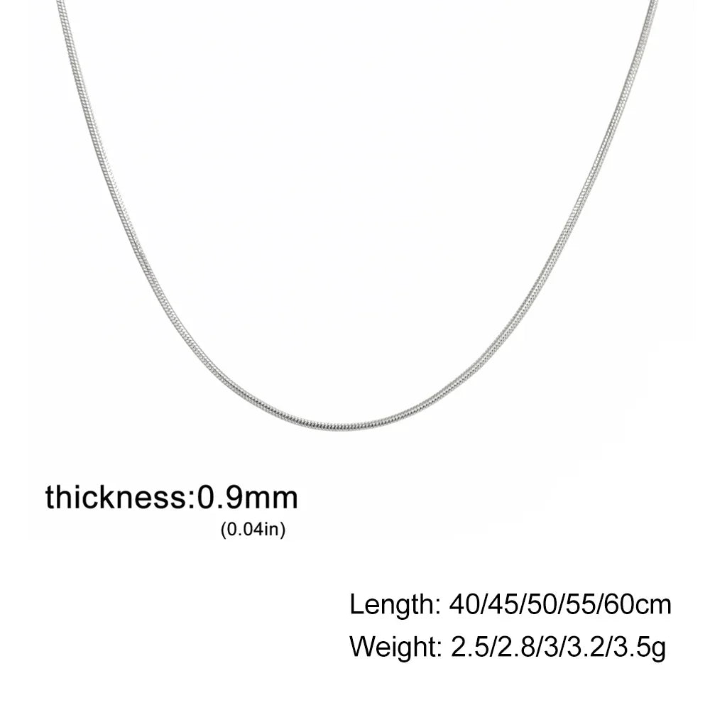 Stainless Steel Gold Color Round Snake Chain Necklace Women Men Long Neck Chains Trendy Punk Jewelry Gift Wholesale