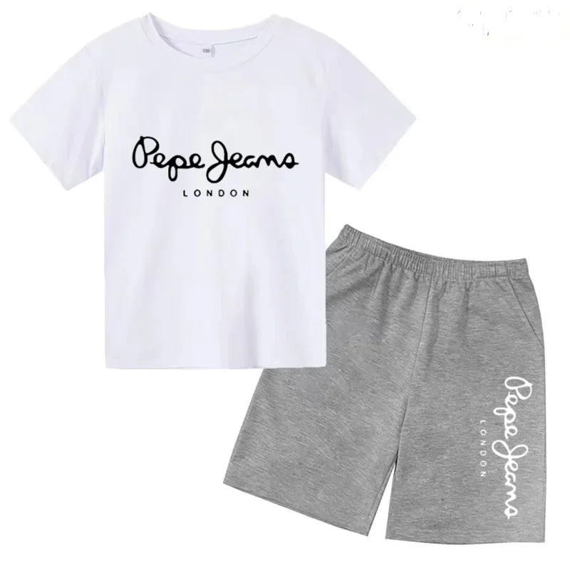 Kids Summer T-shirt Boys Girls Toddler Clothes Charming Letter Print 3-12Y Short Sleevd + Shorts Sports Brand Fashion Casual Set