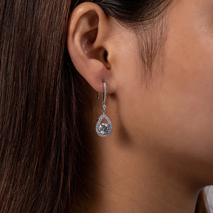 1ct D Color Moissanite Drop Teardrop Shape Earrings 925 Sterling Silve Hook Earrings for Woman Jewelry Gifts Wholesale