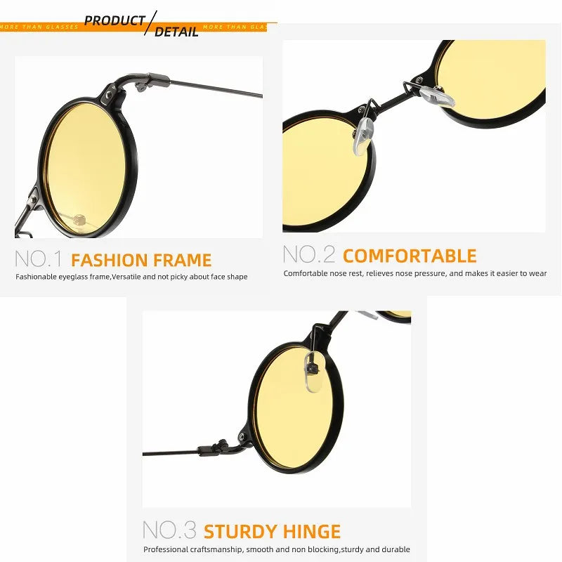 Retro Steampunk Round Sunglasses – UV400 Metal Frame | Men & Women