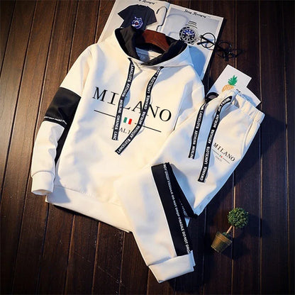 Hot Sales Mens Tracksuit Casual Print Sweatshirts Single Piece Hoodie Pants Sports Jogging Mens Clothing AutumnWinter Sportswear