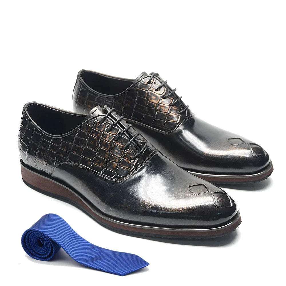 Classic Italian Casual Business Men's Oxford Formal Shoes Genuine Leather Black Handmade Comfortable Sole Lace-up Man Sneakers