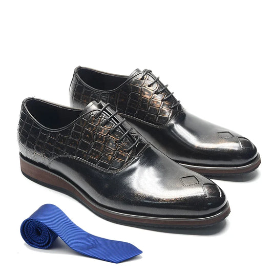Classic Italian Casual Business Men's Oxford Formal Shoes Genuine Leather Black Handmade Comfortable Sole Lace-up Man Sneakers