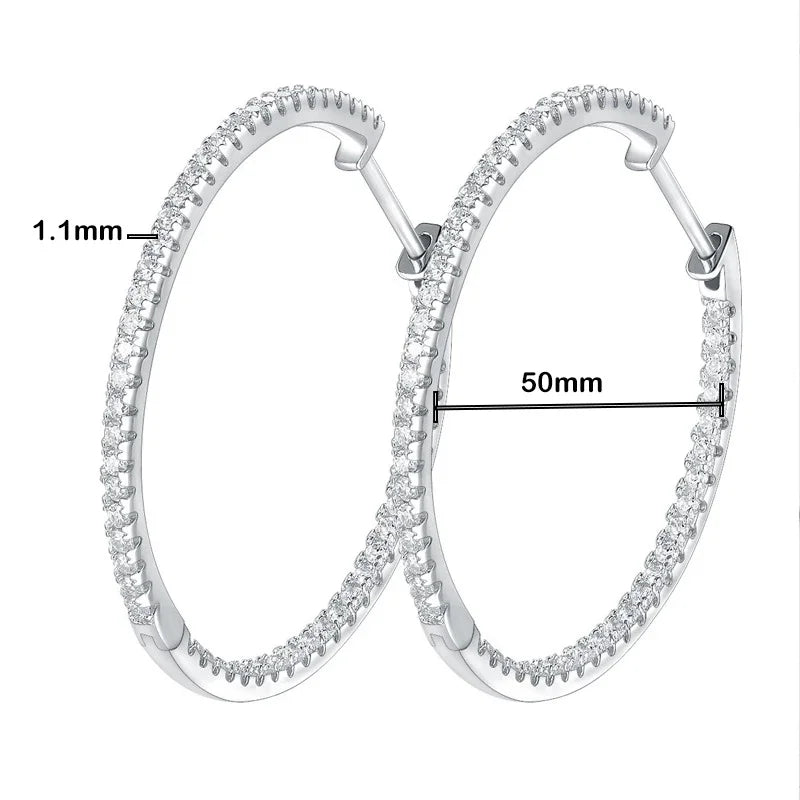 Luxury Designer D Color Full 2mm Moissanite Hoop Earrings For Women Party S925 Silver Plated 18K Gold Diamond Earring Gift