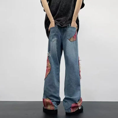 Calça Jeans Boca de Sino com Barra Larga Hip-Hop para o Verão, Design de Rua com Recortes, para Uso ao Ar Livre | Kpop Demon | Halloween | Jor