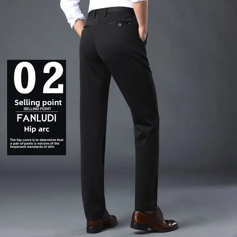Men's Stretch Dress Pants Wrinkle Free, Slim Fit Business Trousers for Office, Spring Summer Lightweight Chino Slacks Black Blue
