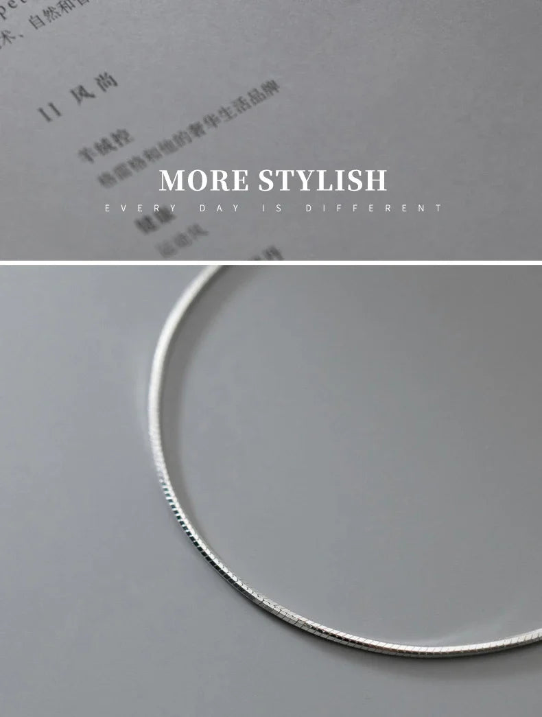 Real 925 Sterling Silver Simple Snake Link Chain Women Bracelets Adjustable Fashion Bracelet Party Jewelry Making Gift